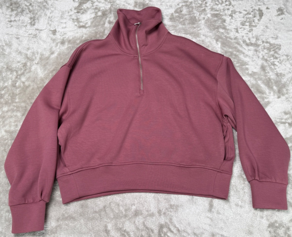 Old Navy Rose Mauve Pink Bounce Fleece Funnel Neck Sweatshirt Womens Size L NWT